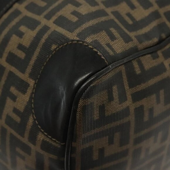 FENDI Zucca Canvas Hand Bag PVC Black Brown Auth 139395 - Picture 5 of 16